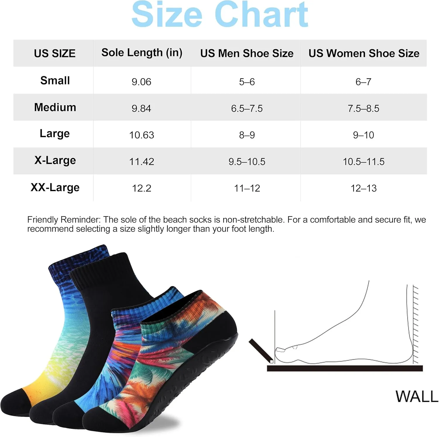 RANDY SUN Barefoot Quick-Dry Sand Beach Socks, Breathable Seamless Yoga Sock With TPE Sole