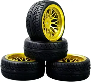 Rc Wheel Rim Tire for BBG for PP0150 for HSP for HPI 1:10 On-Road for Racing Car RC 4Pcs 1/10 Run Flat Tires and Wheel Rim 12mm Hex