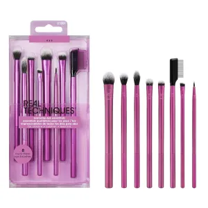 Real Techniques 8 Piece Everyday Eye Essentials Makeup Brush Set, Eye Brushes for Eye Liner, Eyeshadow, Brows, & Lashes, Travel Friendly, Gift Set, Synthetic Bristles, Cruelty-Free & Vegan