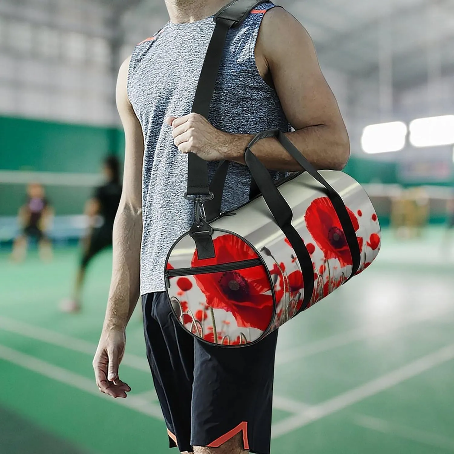 Red Poppy Flower Duffel Bag for Men Women Gym Bag Sports Small Overnight Bag for Travel Weekender, 17.7in/9in/9in, XB0606009