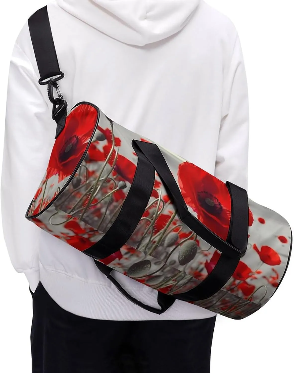 Red Poppy Flower Duffel Bag for Men Women Gym Bag Sports Small Overnight Bag for Travel Weekender, 17.7in/9in/9in, XB0606009