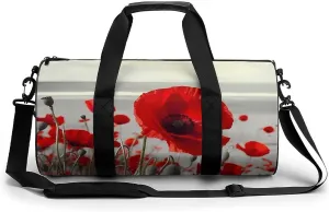 Red Poppy Flower Duffel Bag for Men Women Gym Bag Sports Small Overnight Bag for Travel Weekender, 17.7in/9in/9in, XB0606009