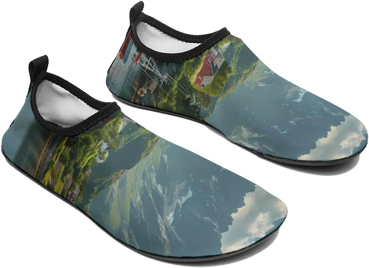 _Reine Village Lofoten Islands Norway Water Sports Barefoot Shoes Quick-Dry Swim Shoes Slip-on for Sports Beach Pool