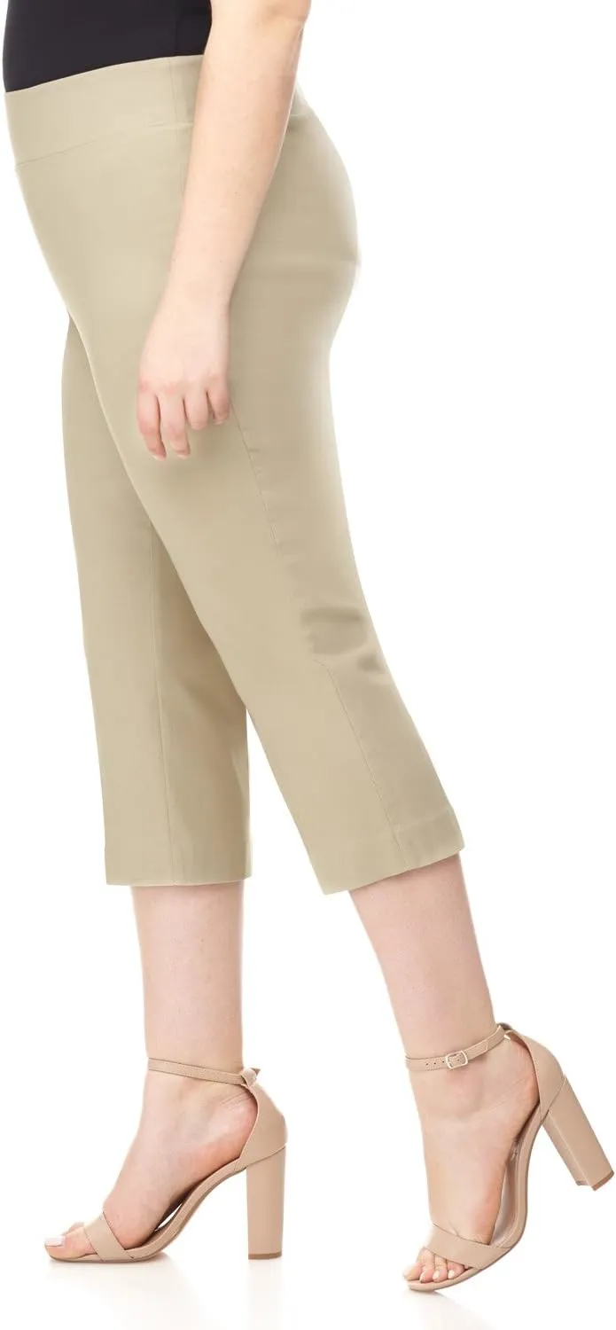 Rekucci Curvy Woman Plus Size Classic Pull-On Stretchy Straight Leg Capri