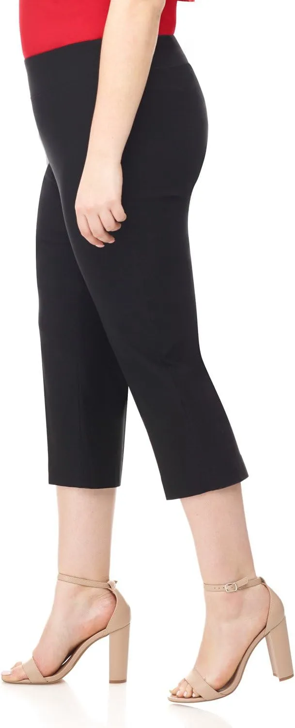 Rekucci Curvy Woman Plus Size Classic Pull-On Stretchy Straight Leg Capri