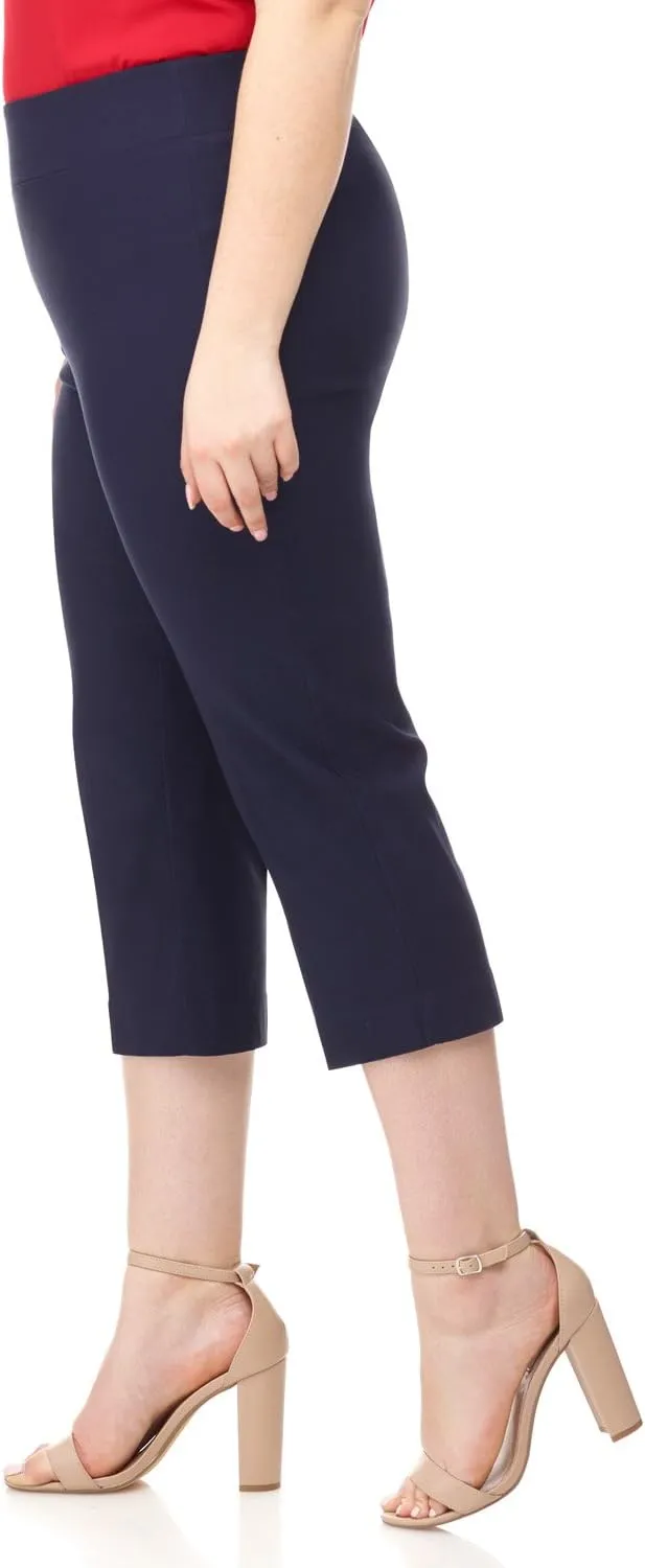 Rekucci Curvy Woman Plus Size Classic Pull-On Stretchy Straight Leg Capri