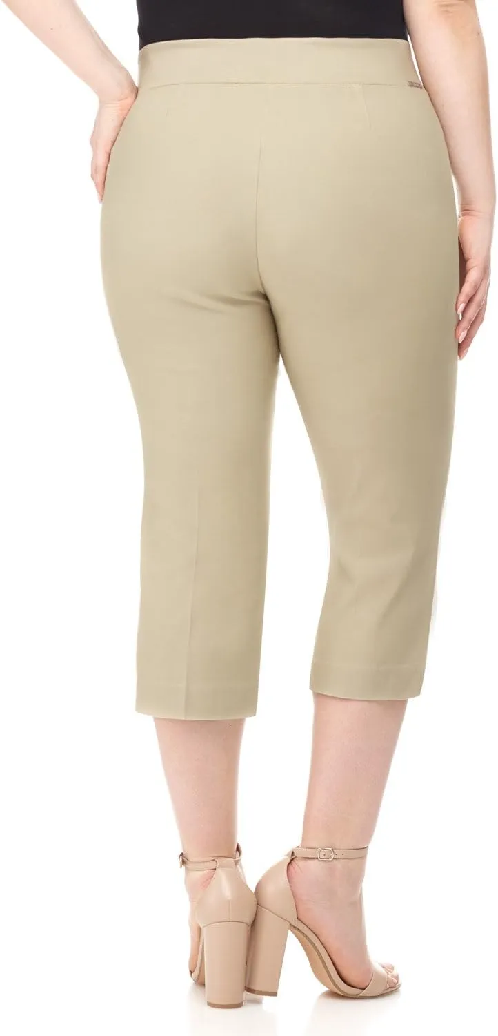 Rekucci Curvy Woman Plus Size Classic Pull-On Stretchy Straight Leg Capri