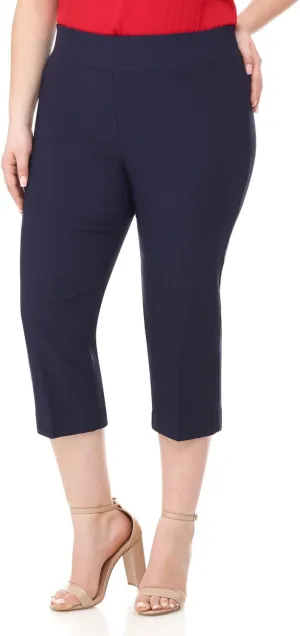 Rekucci Curvy Woman Plus Size Classic Pull-On Stretchy Straight Leg Capri