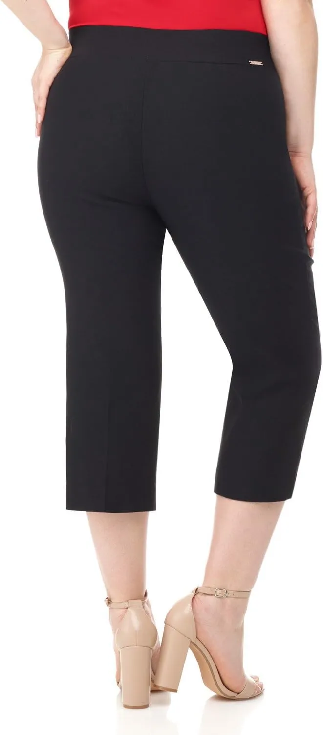 Rekucci Curvy Woman Plus Size Classic Pull-On Stretchy Straight Leg Capri