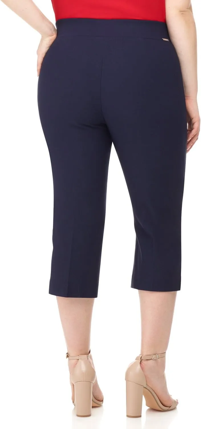 Rekucci Curvy Woman Plus Size Classic Pull-On Stretchy Straight Leg Capri