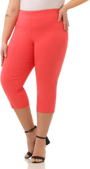 Rekucci Curvy Woman Plus Size Classic Pull-On Stretchy Straight Leg Capri