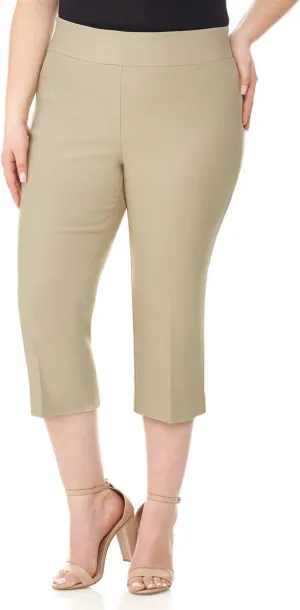 Rekucci Curvy Woman Plus Size Classic Pull-On Stretchy Straight Leg Capri