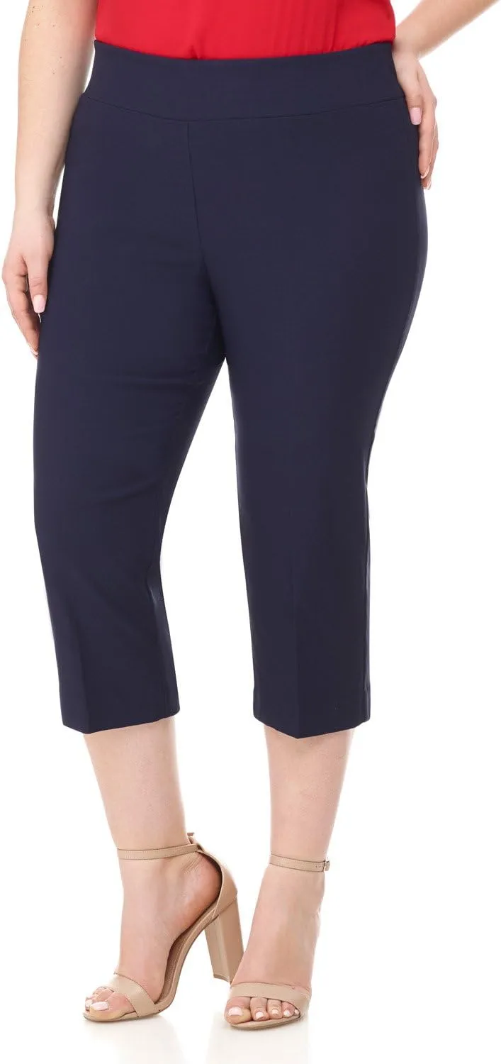 Rekucci Curvy Woman Plus Size Classic Pull-On Stretchy Straight Leg Capri