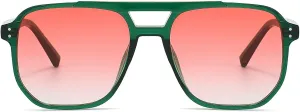 Retro Big Square Sunglasses - Polarized Designer Aviator Style UV400 Protection