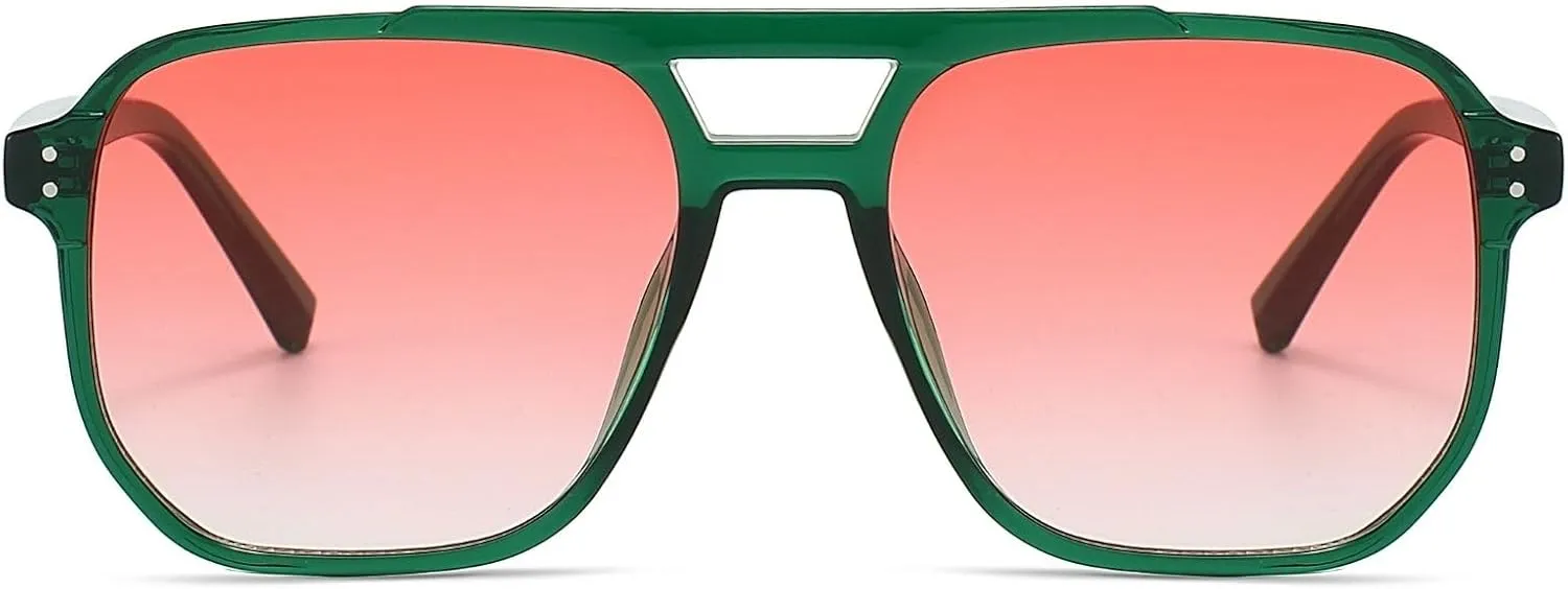 Retro Big Square Sunglasses - Polarized Designer Aviator Style UV400 Protection
