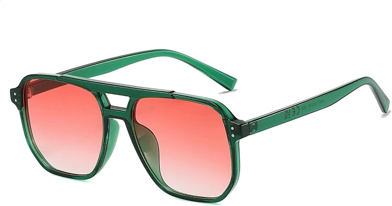 Retro Big Square Sunglasses - Polarized Designer Aviator Style UV400 Protection