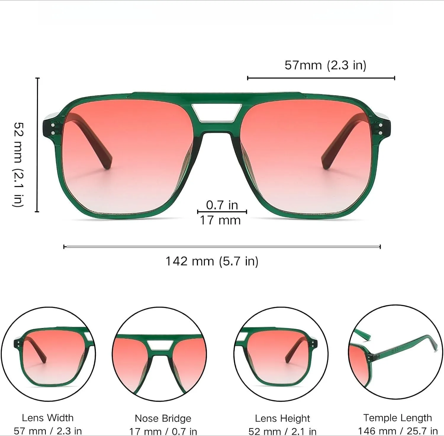 Retro Big Square Sunglasses - Polarized Designer Aviator Style UV400 Protection