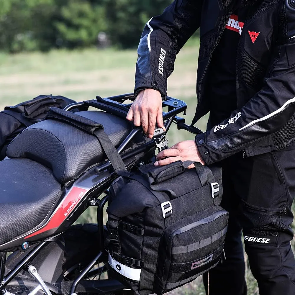 Rhinowalk Motorcycle Saddlebag Waterproof Motor Luggage Pack Quick Release Motorbike Side Bag 20L Fits Most Adventure and Sports Bike Motorcycle Racks(Black, 1 Pack)