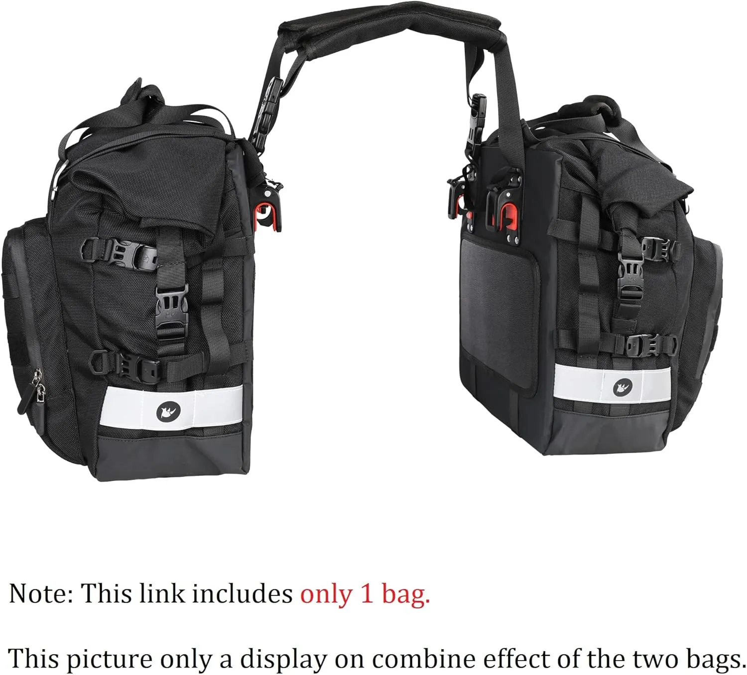 Rhinowalk Motorcycle Saddlebag Waterproof Motor Luggage Pack Quick Release Motorbike Side Bag 20L Fits Most Adventure and Sports Bike Motorcycle Racks(Black, 1 Pack)