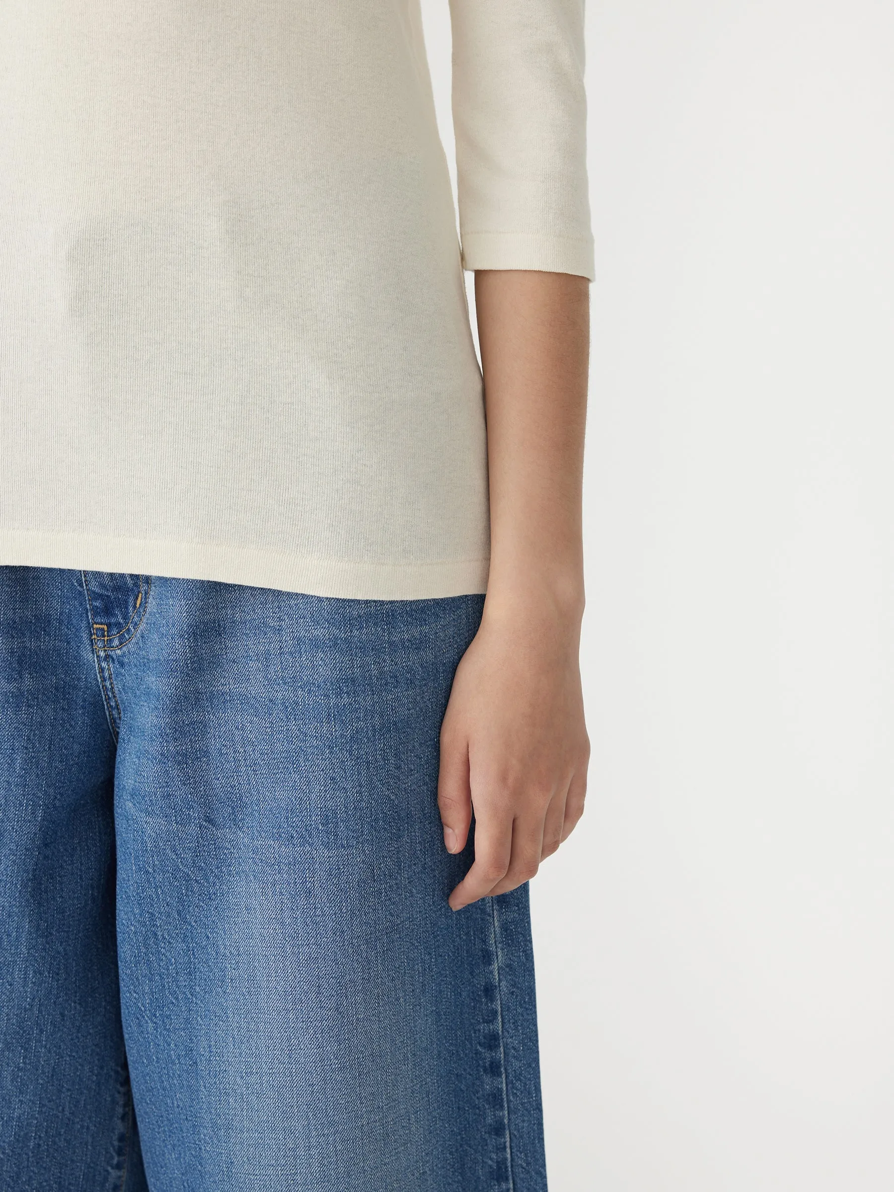 Rib Placket 3/4 Sleeve T-Shirt