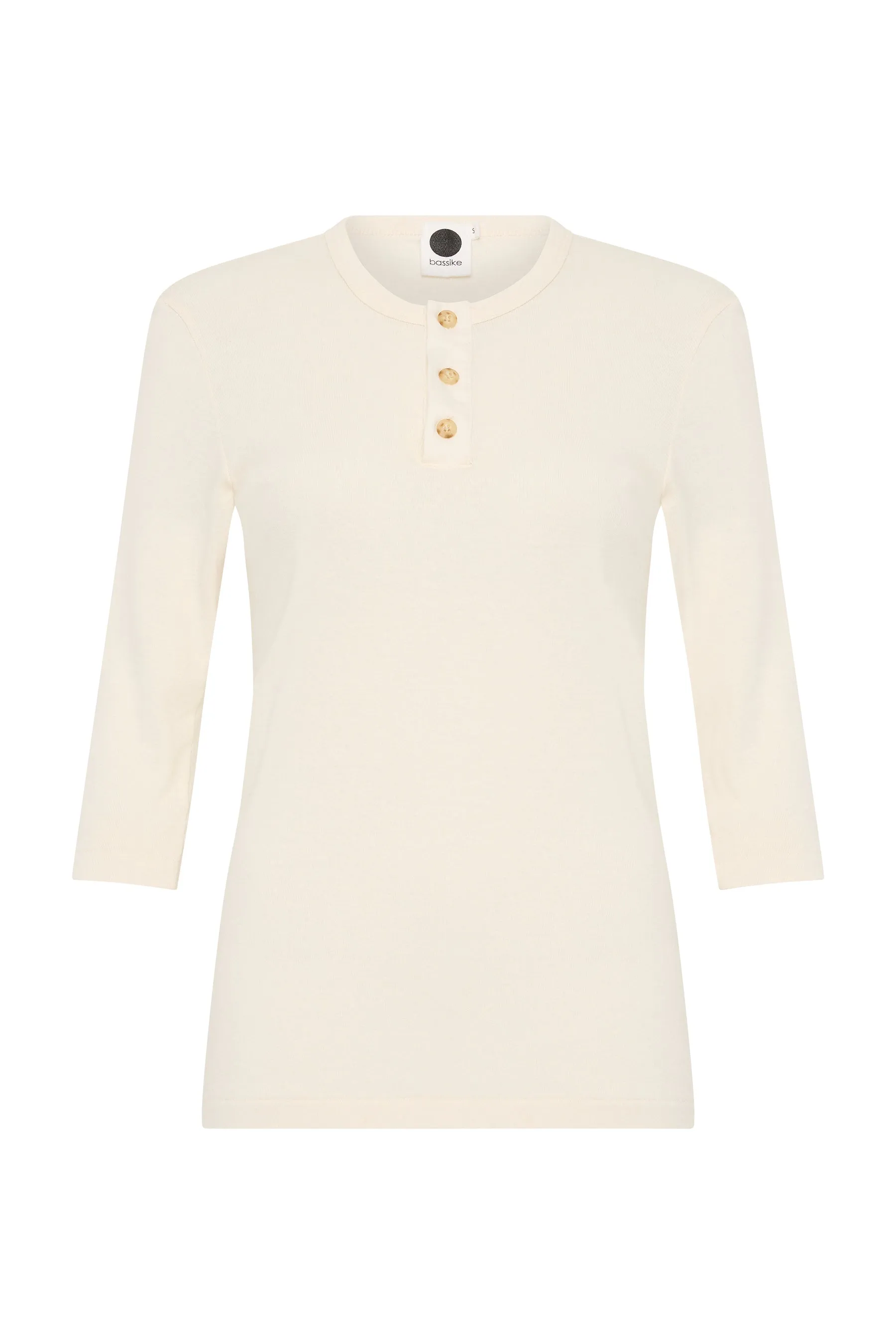 Rib Placket 3/4 Sleeve T-Shirt