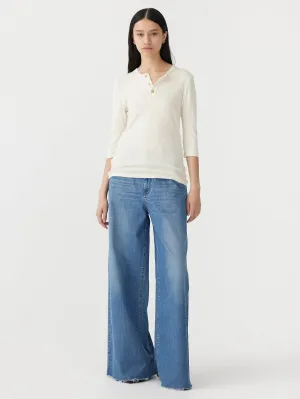Rib Placket 3/4 Sleeve T-Shirt