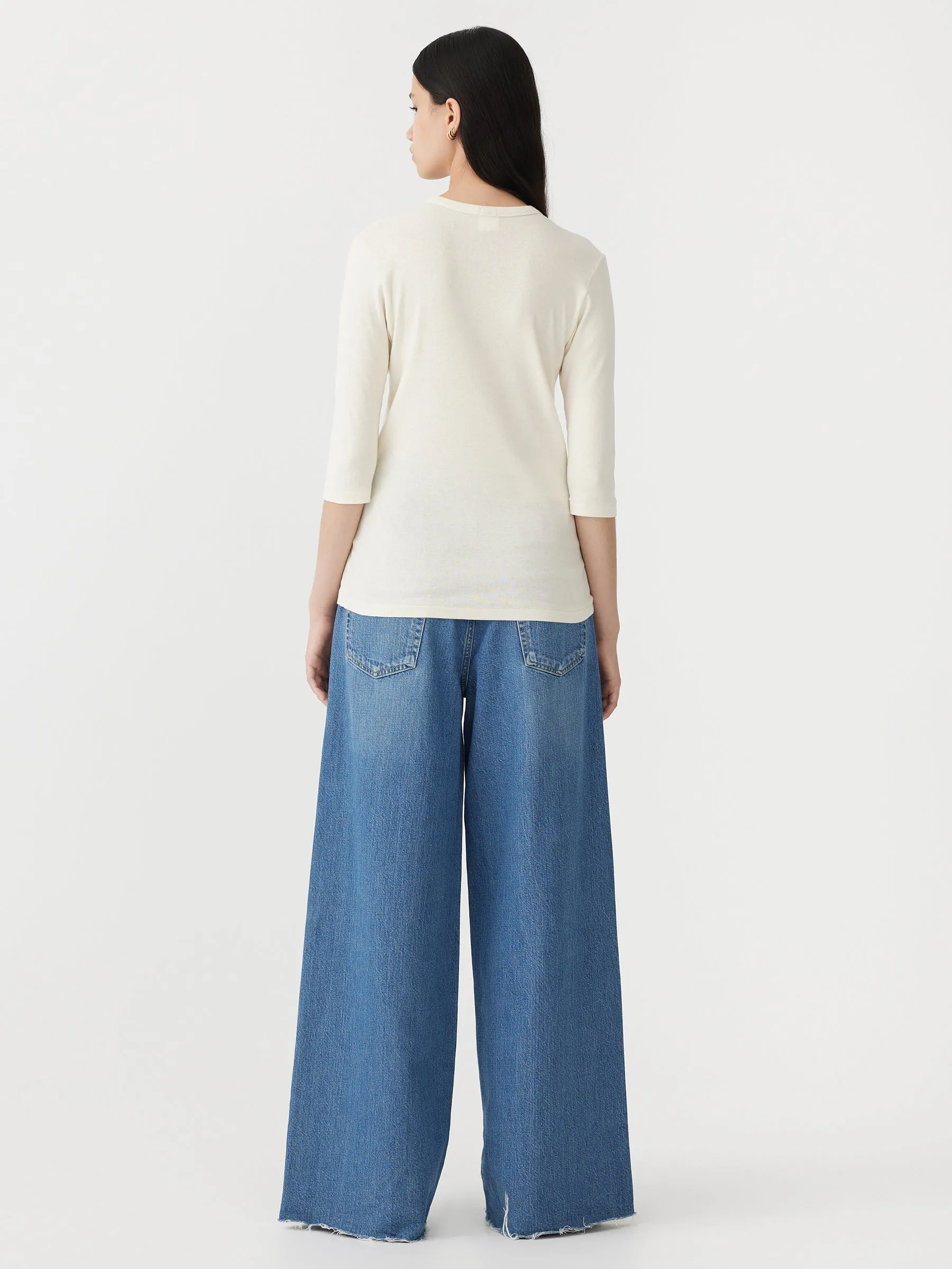 Rib Placket 3/4 Sleeve T-Shirt