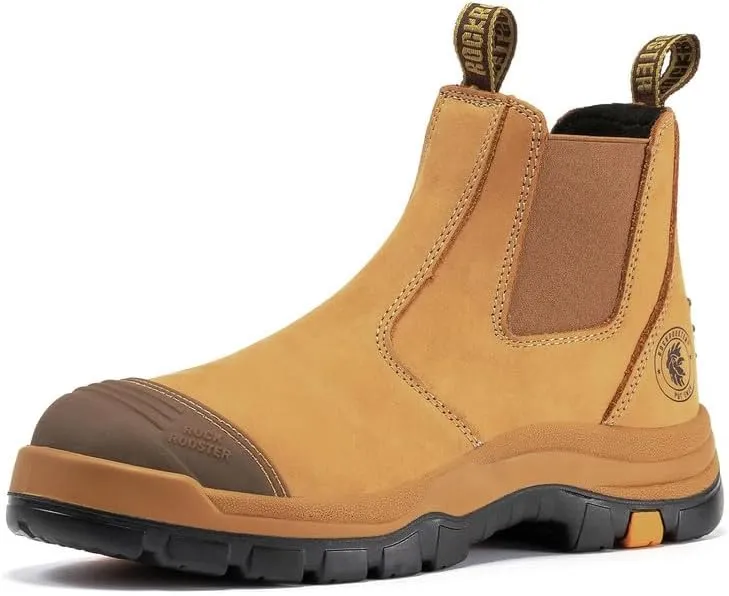 ROCKROOSTER Work Boots for Men, 6" Soft Toe, Slip On Safety Oiled Leather Shoes, Static Dissipative, Breathable, Quick Dry AK227NT AK222NT