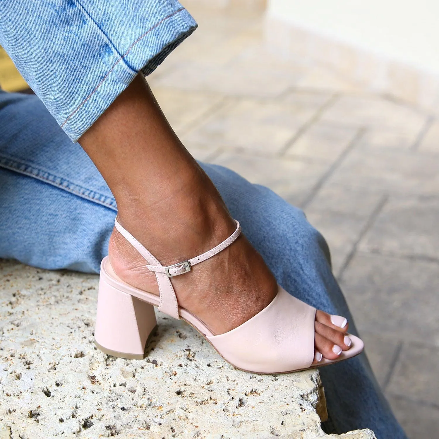 Rose Pink Point Sandal   Amal Strap