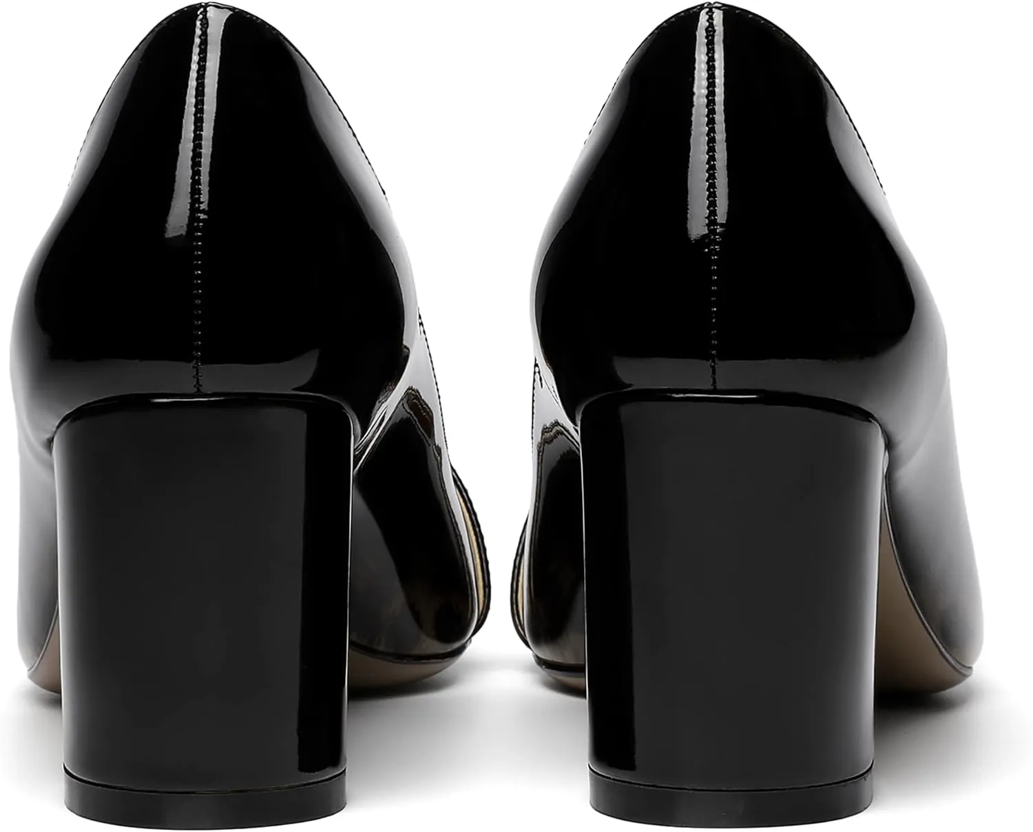 ROSERWISH Womens Patent Party Pointed Toe Slip On Fashion Casual Block Mid Heel Pumps Dress Shoes 2.5 Inch