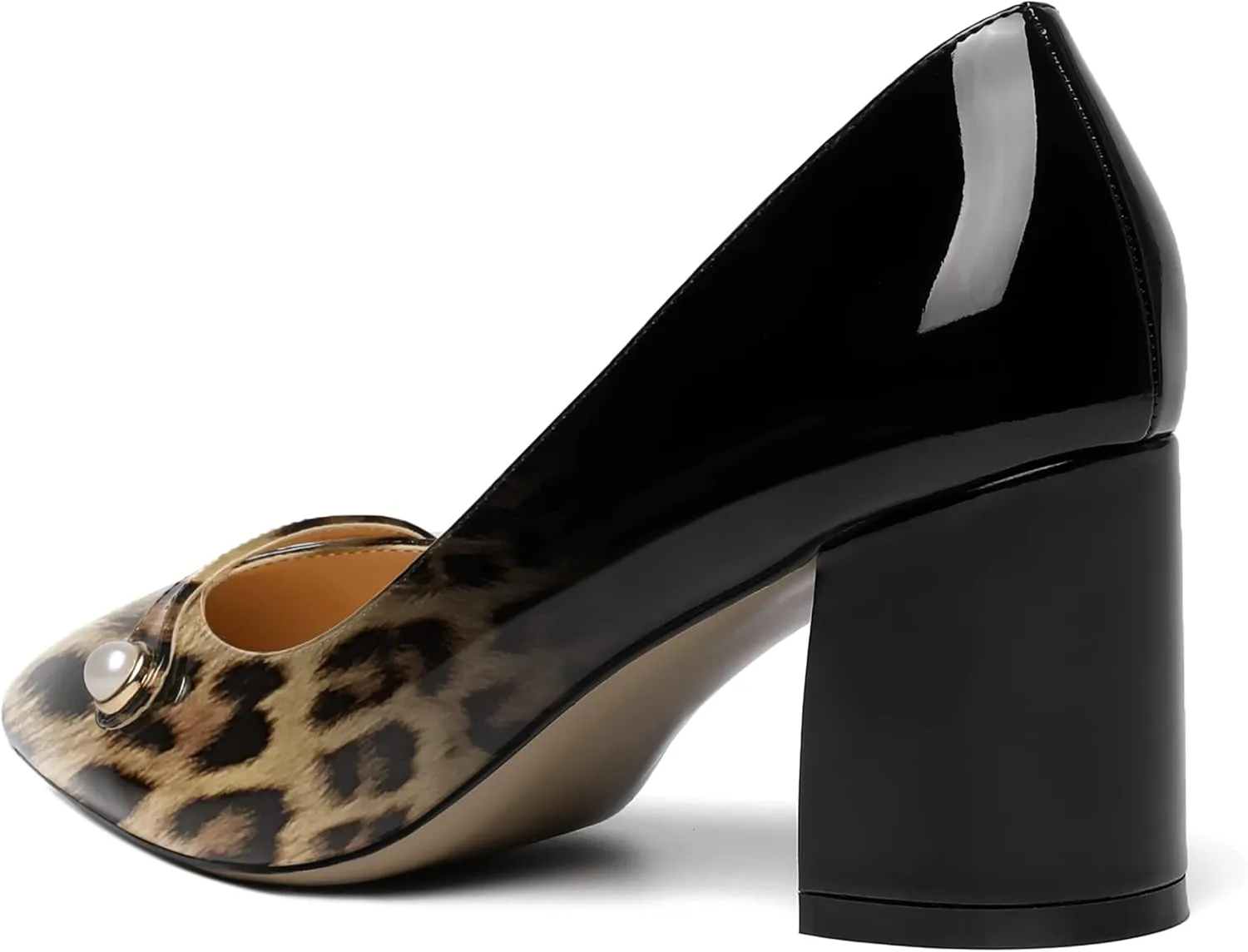 ROSERWISH Womens Patent Party Pointed Toe Slip On Fashion Casual Block Mid Heel Pumps Dress Shoes 2.5 Inch
