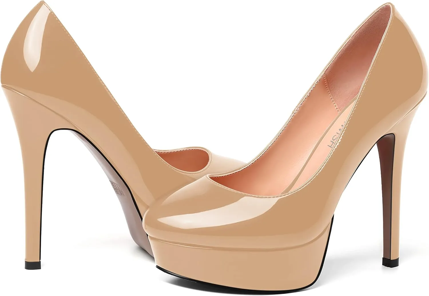 ROSERWISH Womens Round Toe Slip On Platform Patent Sexy Evening Party Stiletto High Heel Pumps Dress Shoes 5 Inch