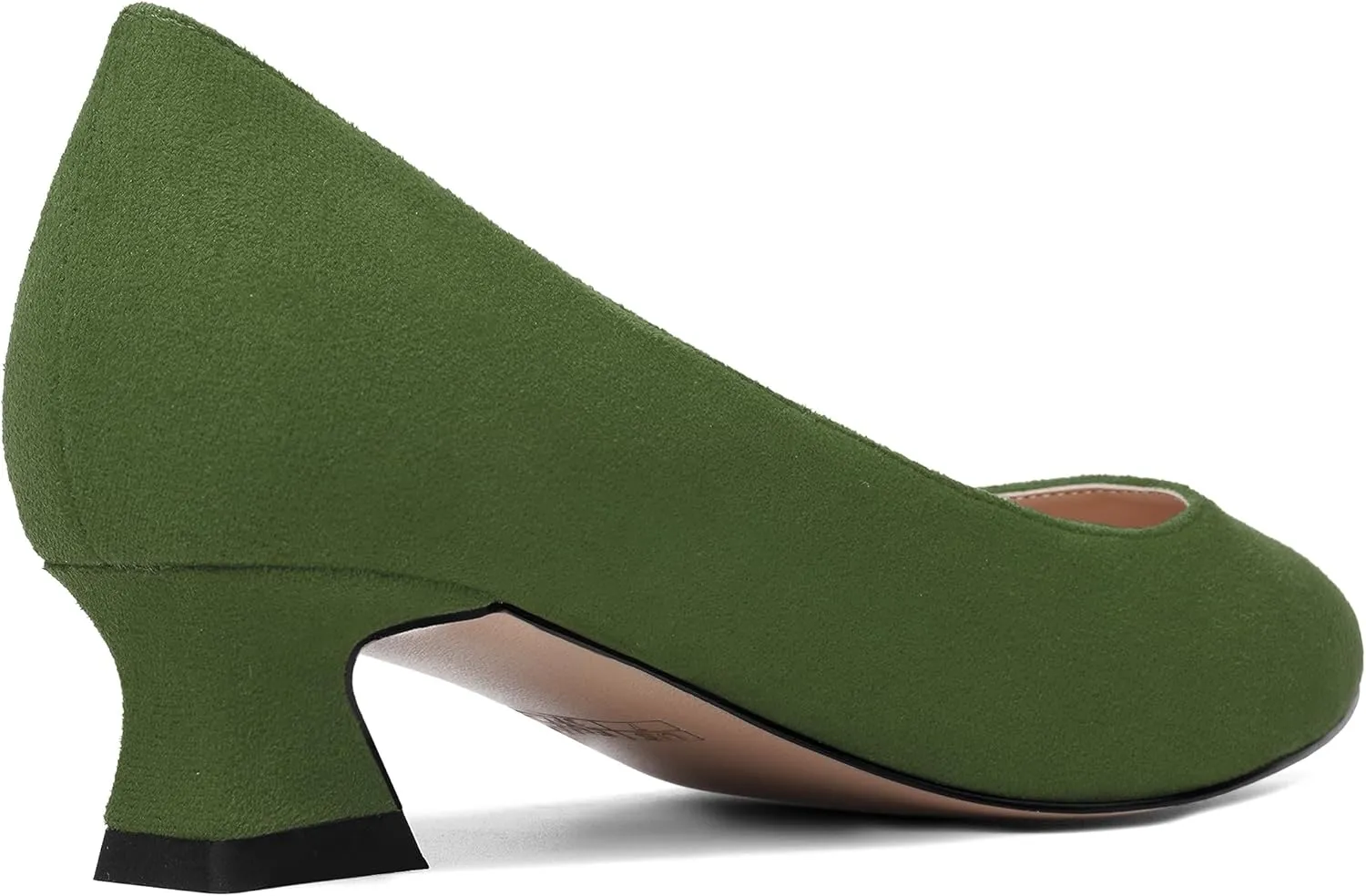 ROSERWISH Womens Suede Fashion Round Toe Casual Slip On Dating Chunky Low Heel Pumps Shoes 1.5 Inch