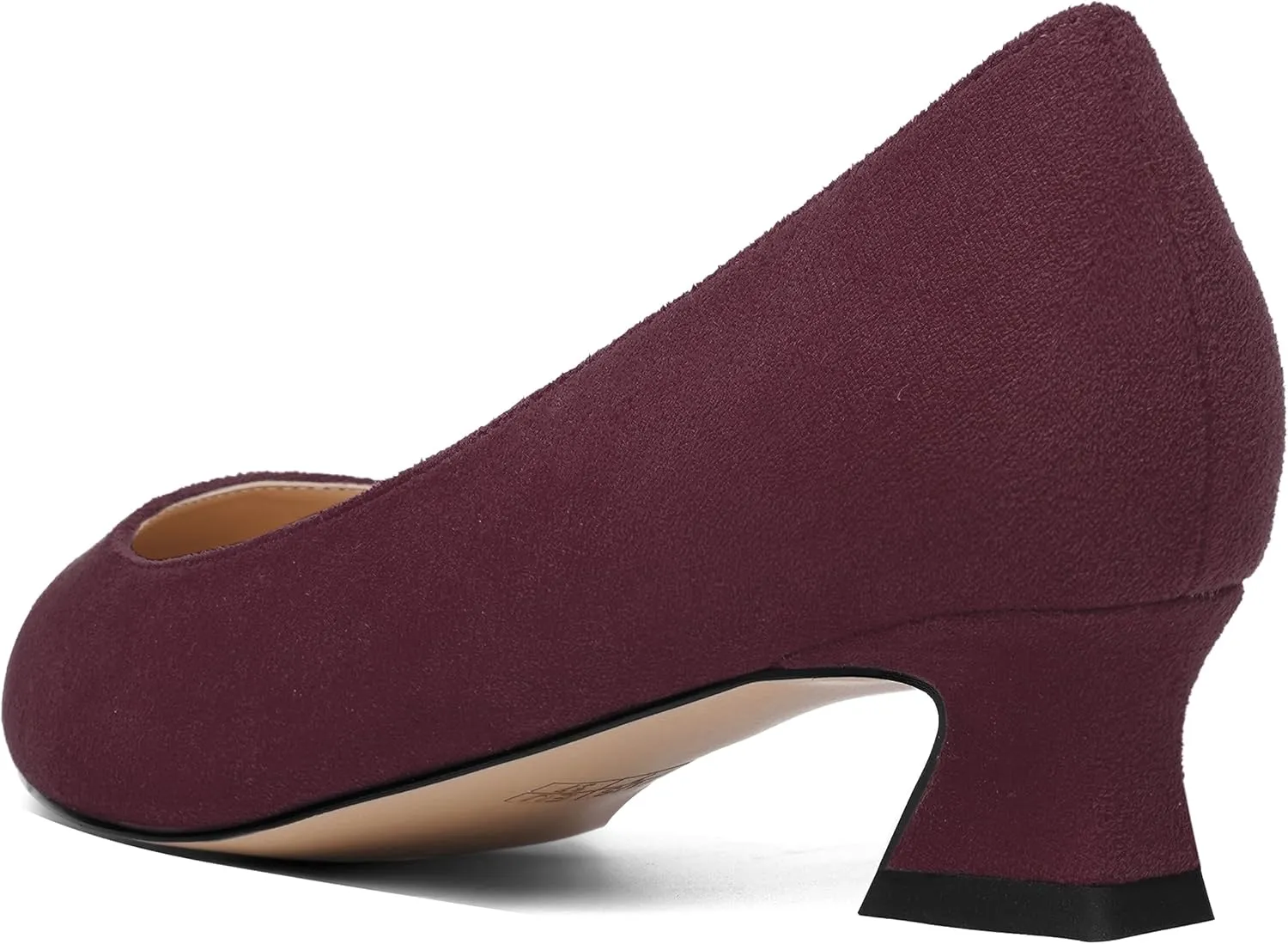 ROSERWISH Womens Suede Fashion Round Toe Casual Slip On Dating Chunky Low Heel Pumps Shoes 1.5 Inch