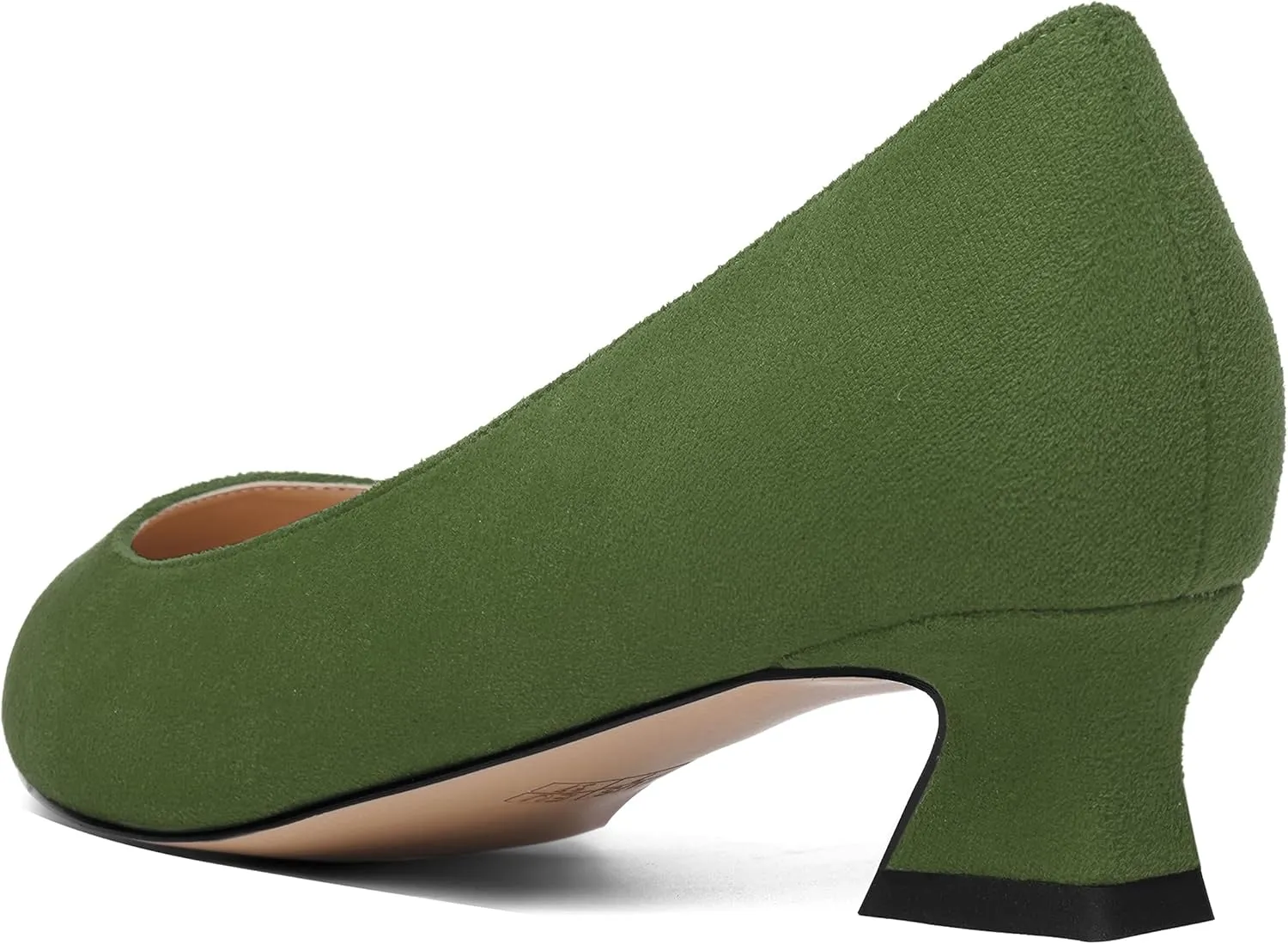 ROSERWISH Womens Suede Fashion Round Toe Casual Slip On Dating Chunky Low Heel Pumps Shoes 1.5 Inch