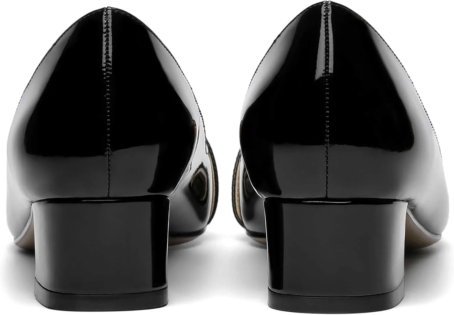 ROSERWISH Womens Work Wedding Slip On Patent Pointed Toe Cute Chunky Low Heel Pumps Dress Shoes 1.5 Inch