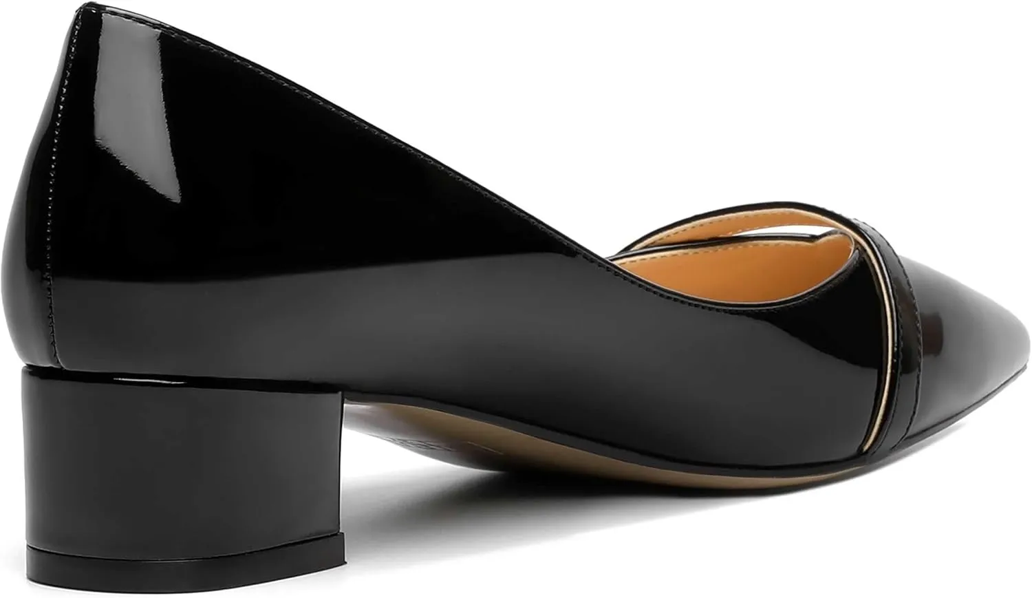 ROSERWISH Womens Work Wedding Slip On Patent Pointed Toe Cute Chunky Low Heel Pumps Dress Shoes 1.5 Inch