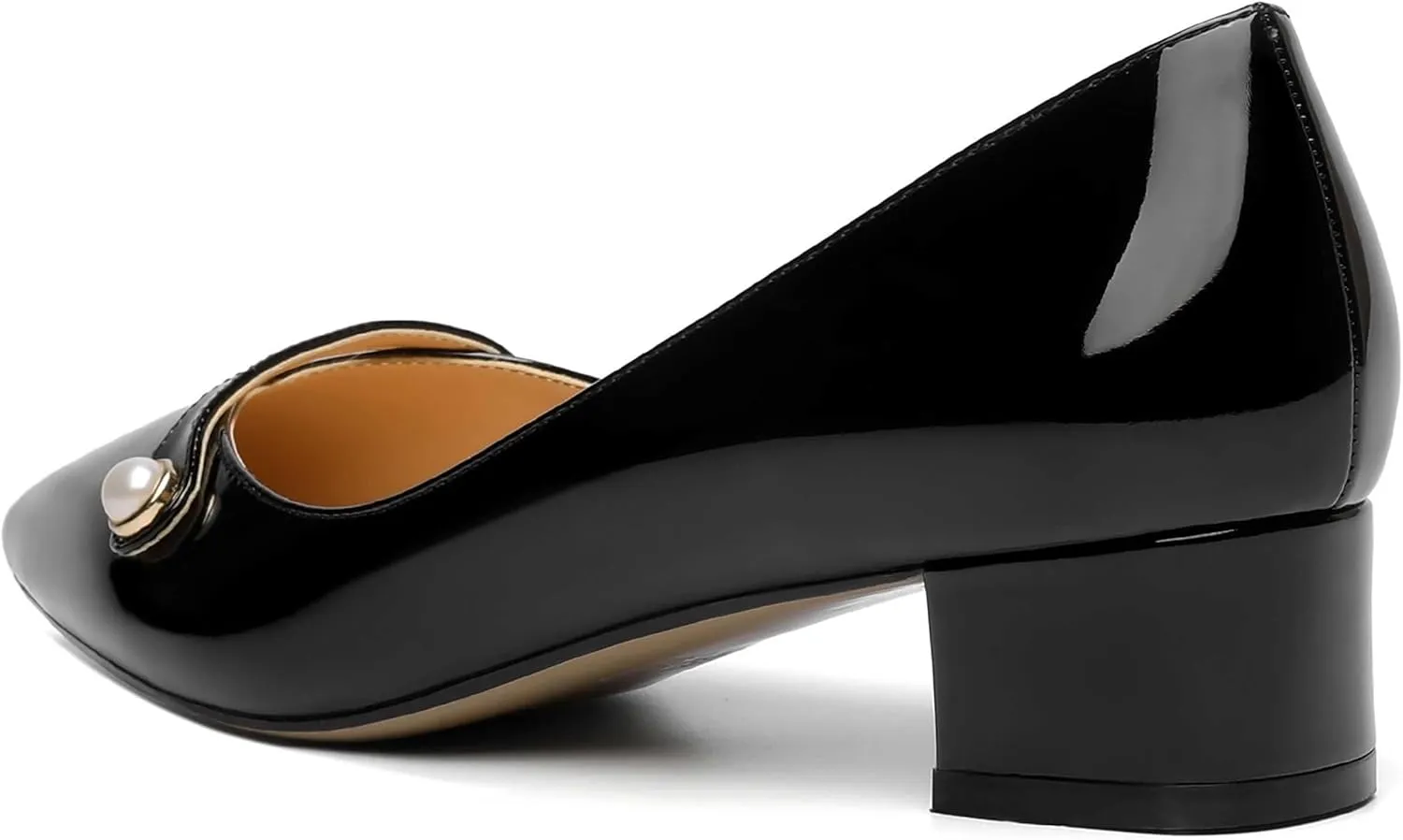 ROSERWISH Womens Work Wedding Slip On Patent Pointed Toe Cute Chunky Low Heel Pumps Dress Shoes 1.5 Inch