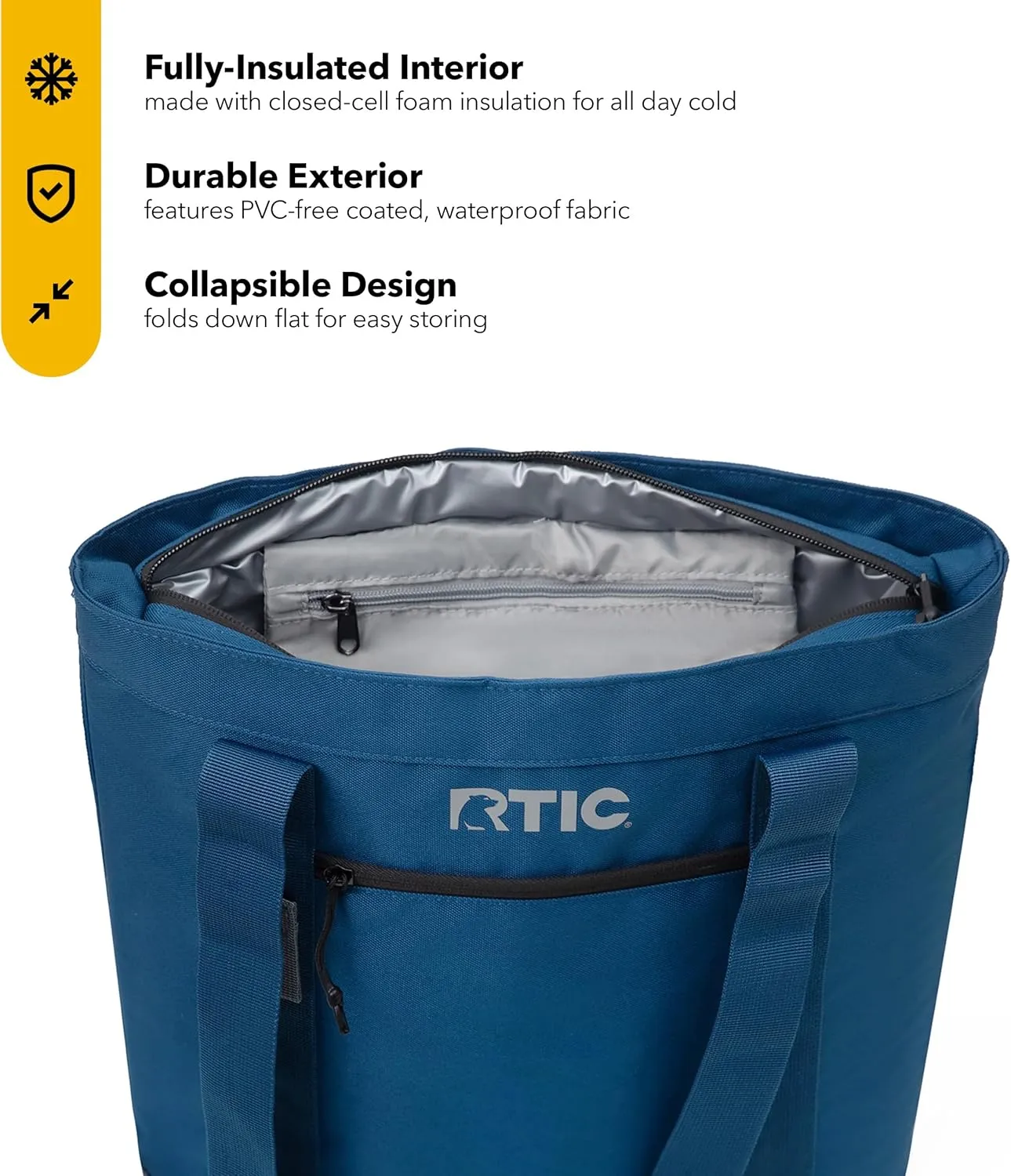 RTIC Everyday Insulated Slim Tote Cooler Bag, Waterproof for Beach, Grocery, Shopping, Fits 4 Wine Bottles or 24 Cans, 15L