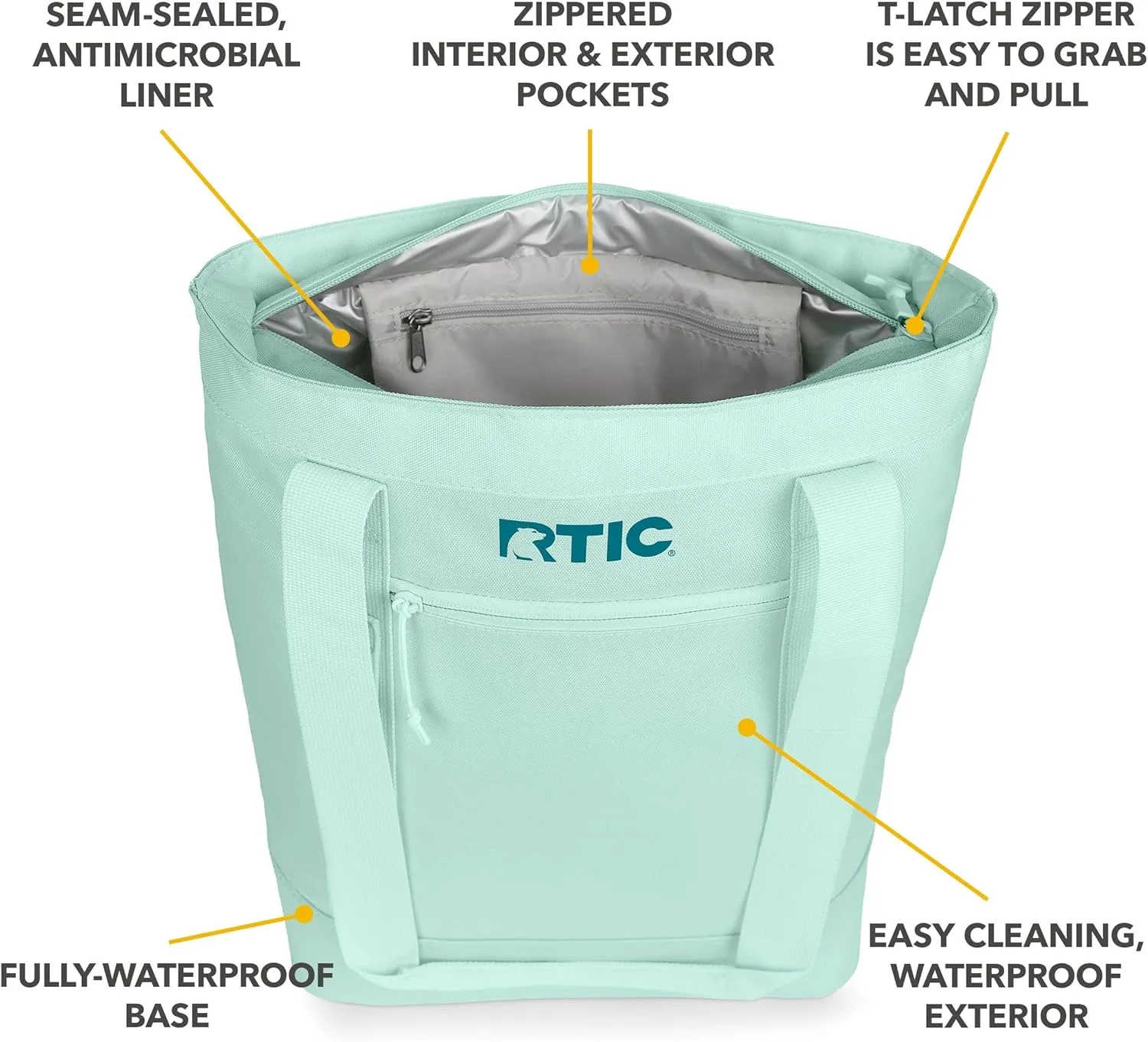 RTIC Everyday Insulated Slim Tote Cooler Bag, Waterproof for Beach, Grocery, Shopping, Fits 4 Wine Bottles or 24 Cans, 15L