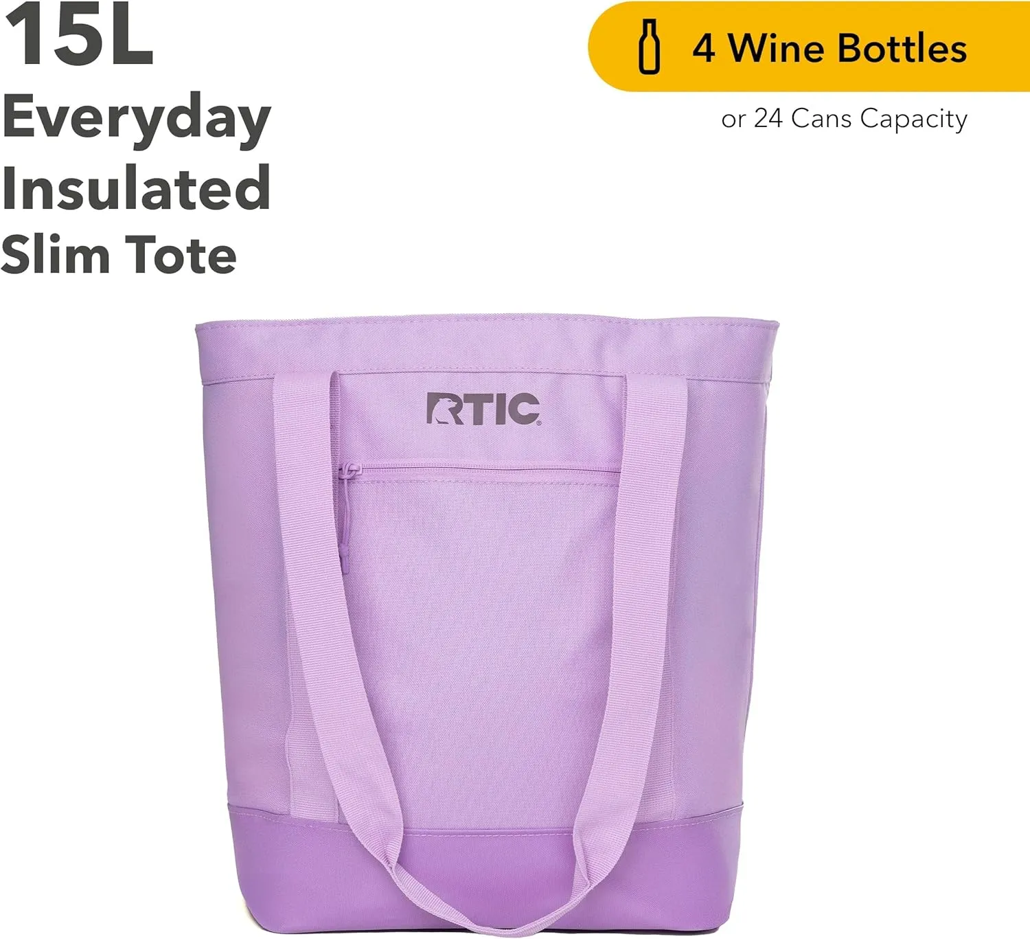 RTIC Everyday Insulated Slim Tote Cooler Bag, Waterproof for Beach, Grocery, Shopping, Fits 4 Wine Bottles or 24 Cans, 15L