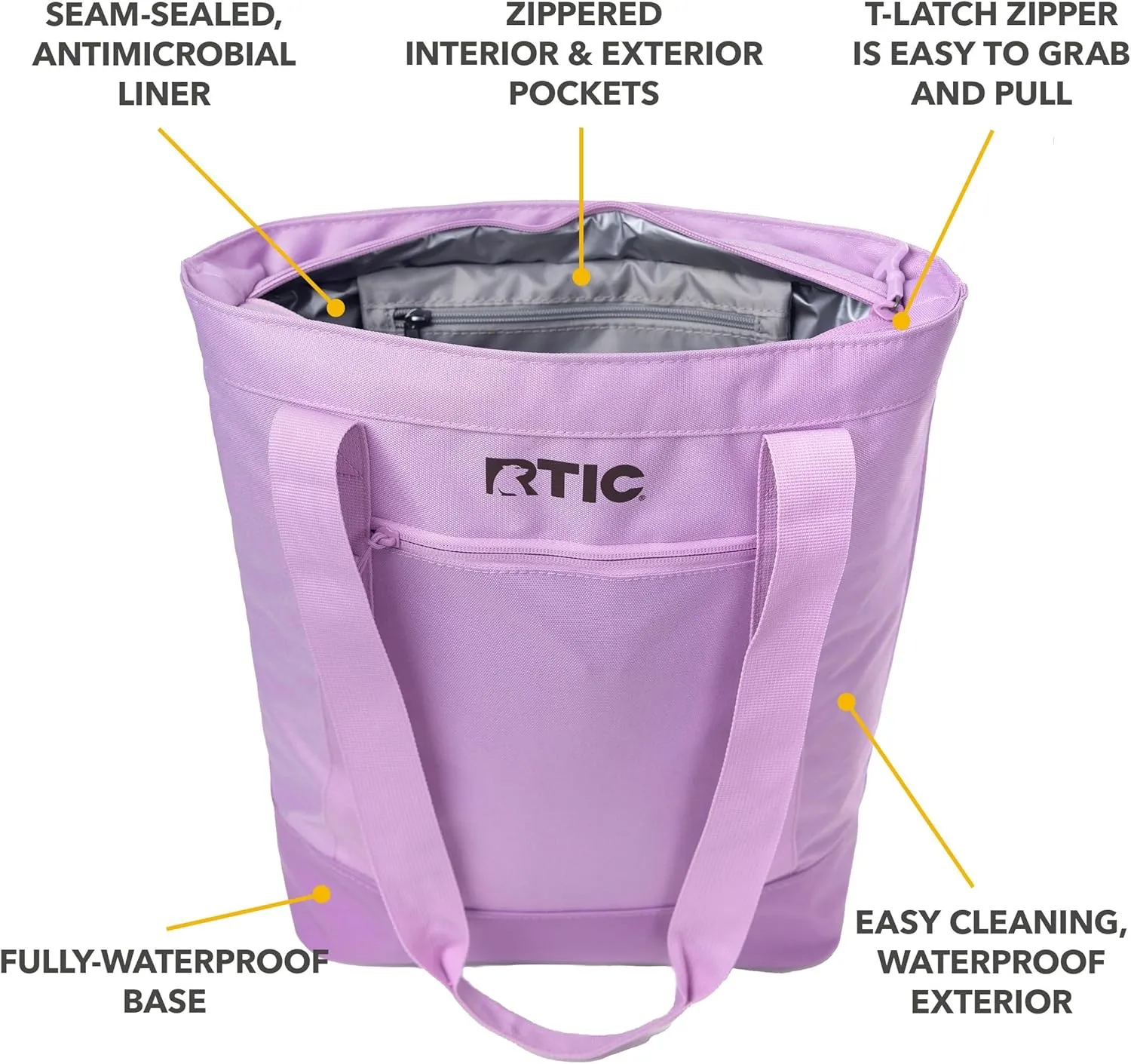RTIC Everyday Insulated Slim Tote Cooler Bag, Waterproof for Beach, Grocery, Shopping, Fits 4 Wine Bottles or 24 Cans, 15L