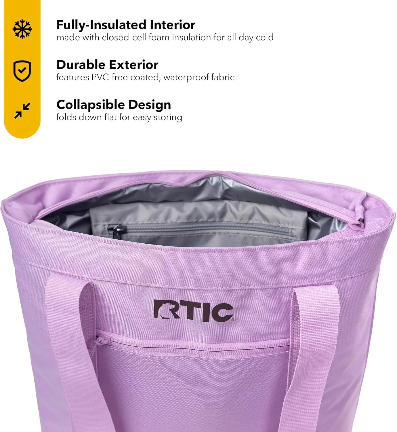 RTIC Everyday Insulated Slim Tote Cooler Bag, Waterproof for Beach, Grocery, Shopping, Fits 4 Wine Bottles or 24 Cans, 15L