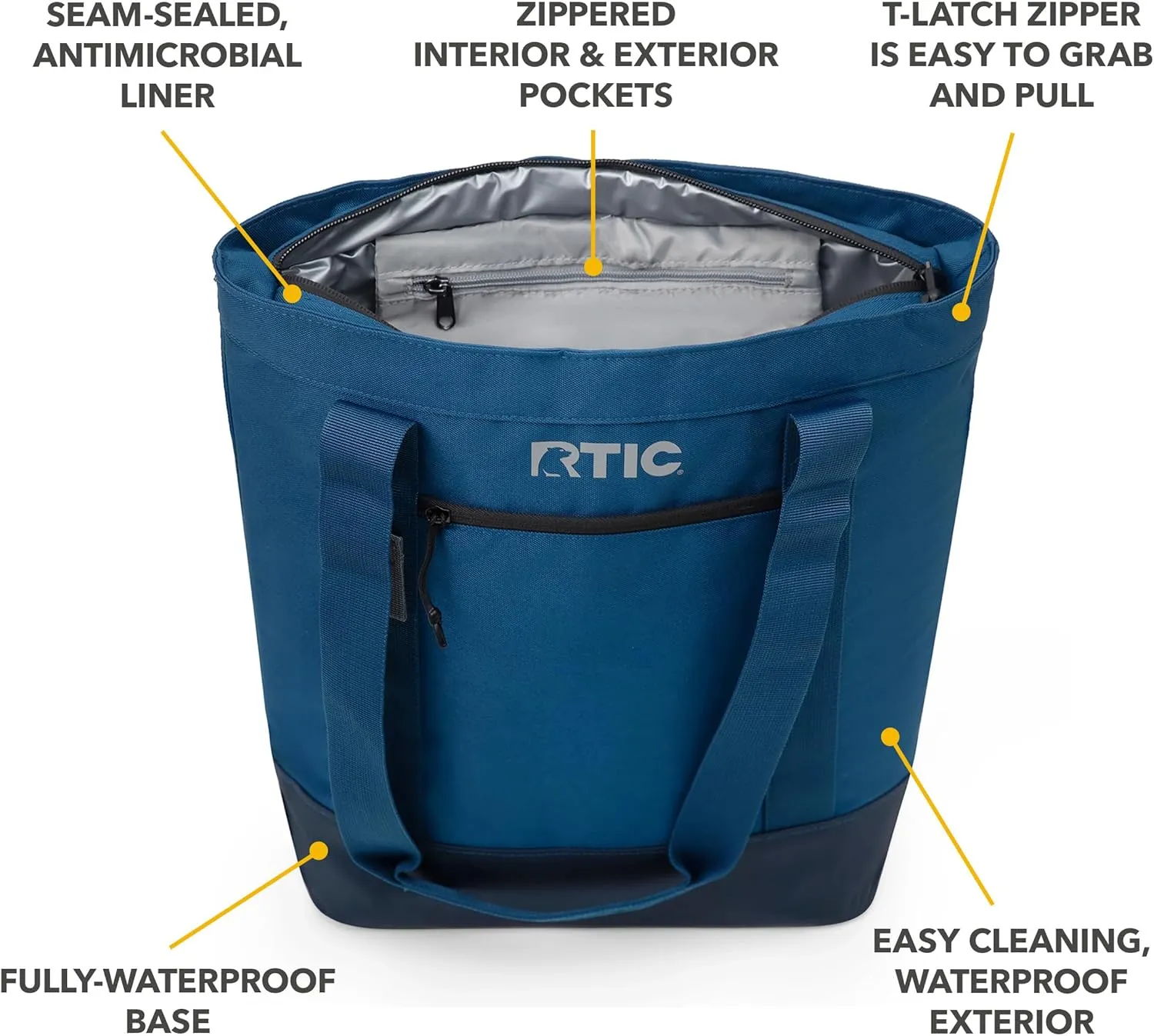 RTIC Everyday Insulated Slim Tote Cooler Bag, Waterproof for Beach, Grocery, Shopping, Fits 4 Wine Bottles or 24 Cans, 15L