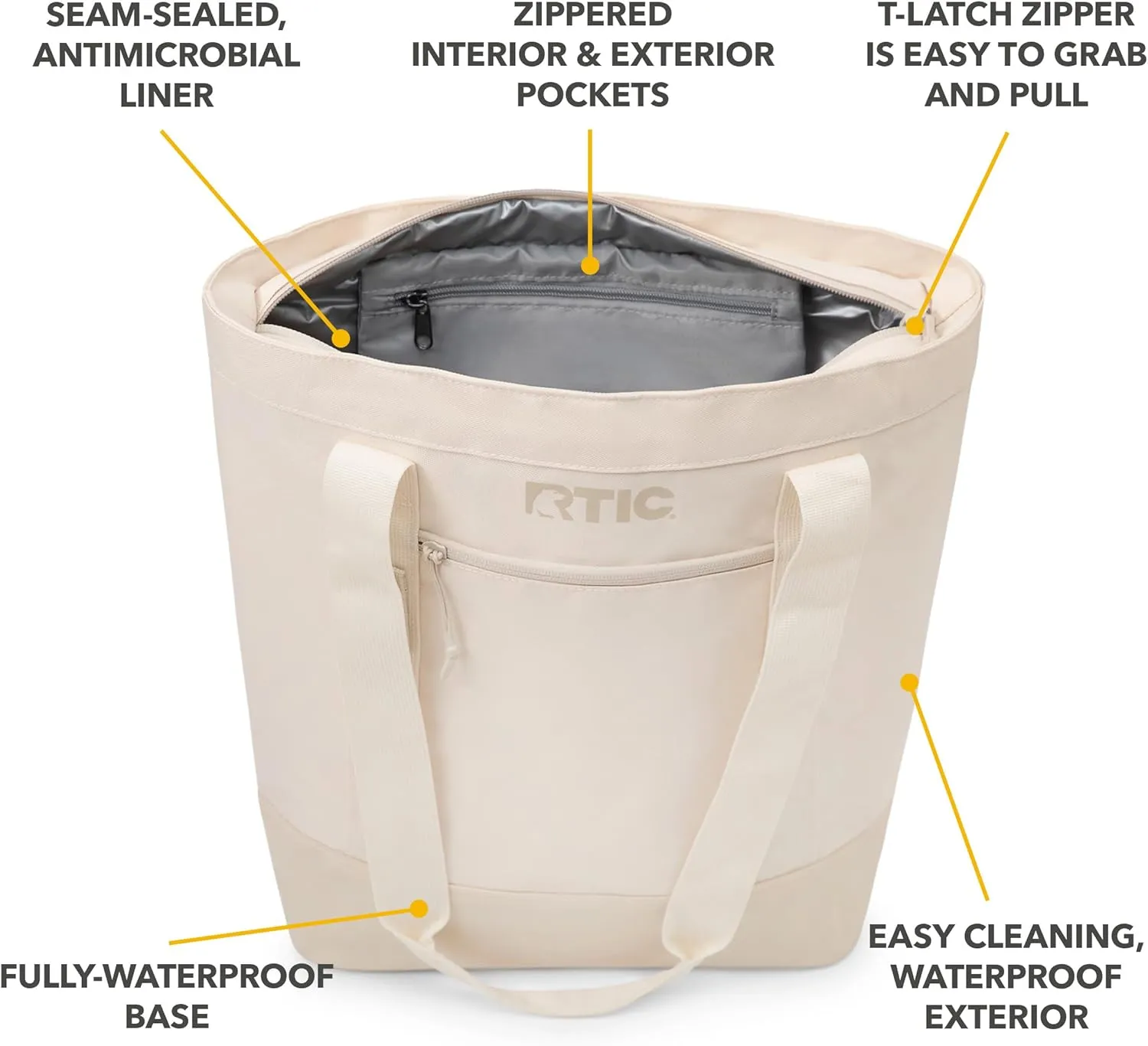 RTIC Everyday Insulated Slim Tote Cooler Bag, Waterproof for Beach, Grocery, Shopping, Fits 4 Wine Bottles or 24 Cans, 15L