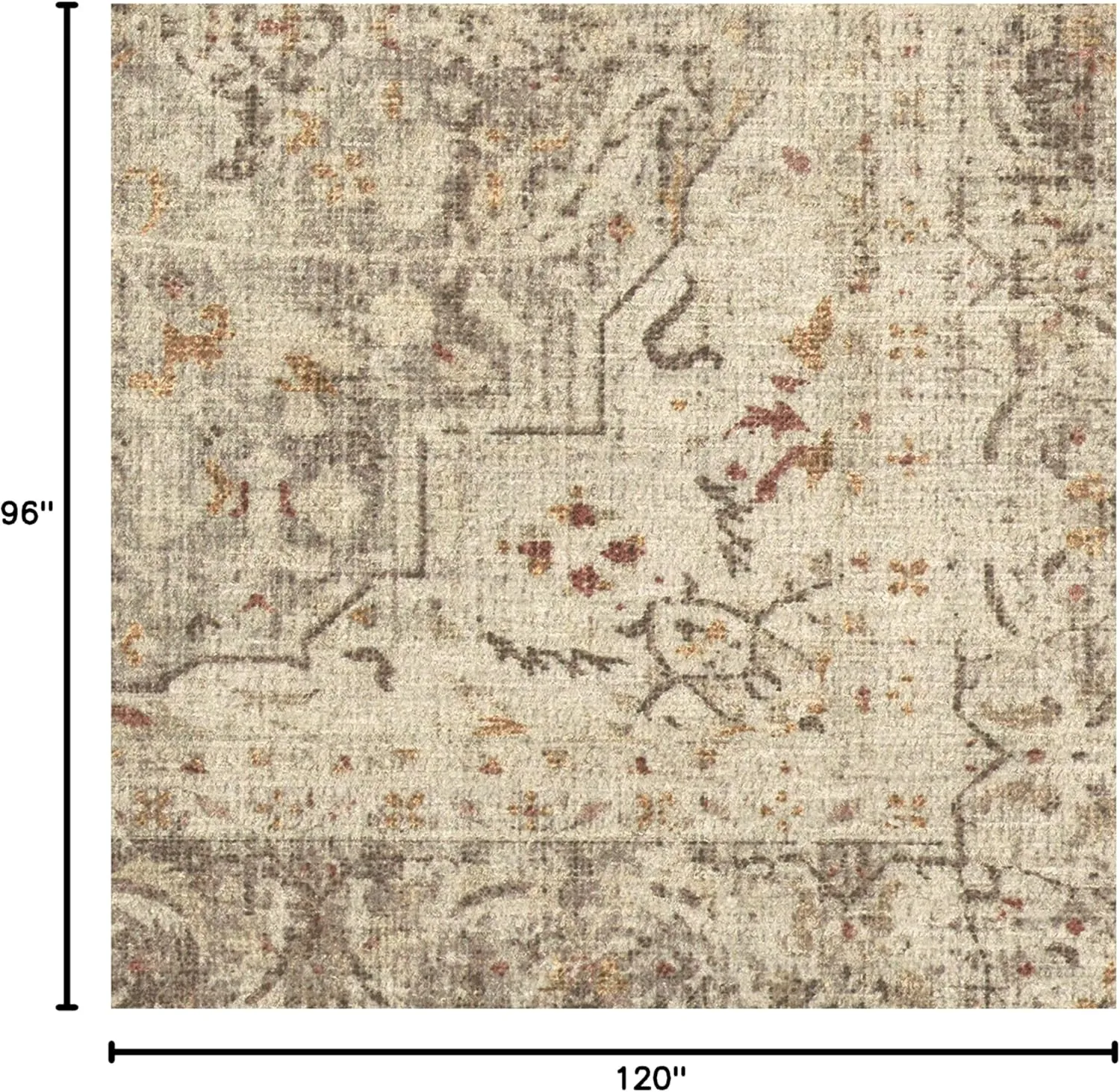 Ruggable Washable 8x10 Large Area Rug, Sarrah Hazel, Premium Vintage Rugs for Living Room, Bedroom, Kitchen, Office, Classroom with Gripper Non Slip Pad