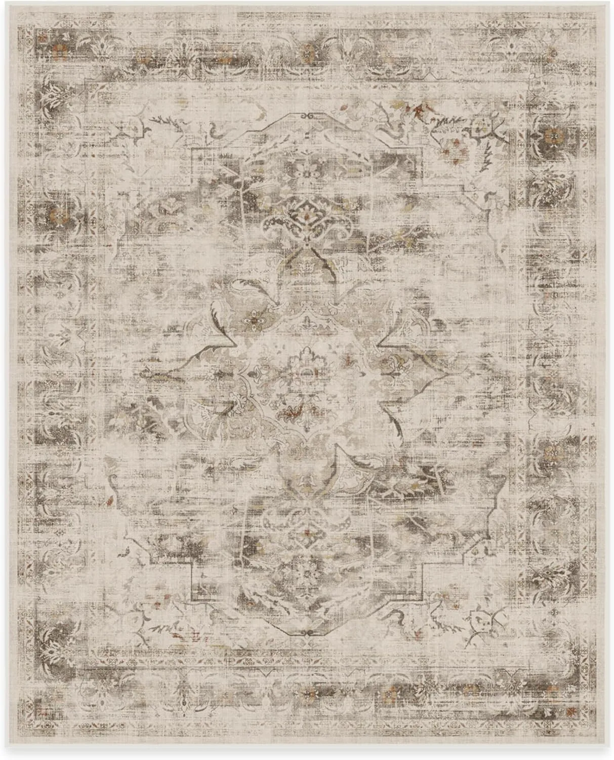 Ruggable Washable 8x10 Large Area Rug, Sarrah Hazel, Premium Vintage Rugs for Living Room, Bedroom, Kitchen, Office, Classroom with Gripper Non Slip Pad