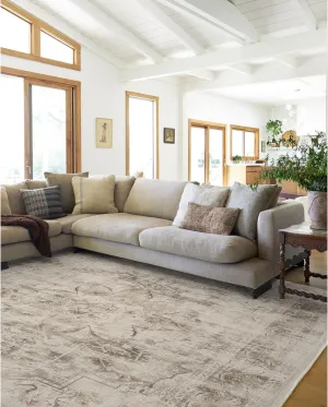 Ruggable Washable 8x10 Large Area Rug, Sarrah Hazel, Premium Vintage Rugs for Living Room, Bedroom, Kitchen, Office, Classroom with Gripper Non Slip Pad