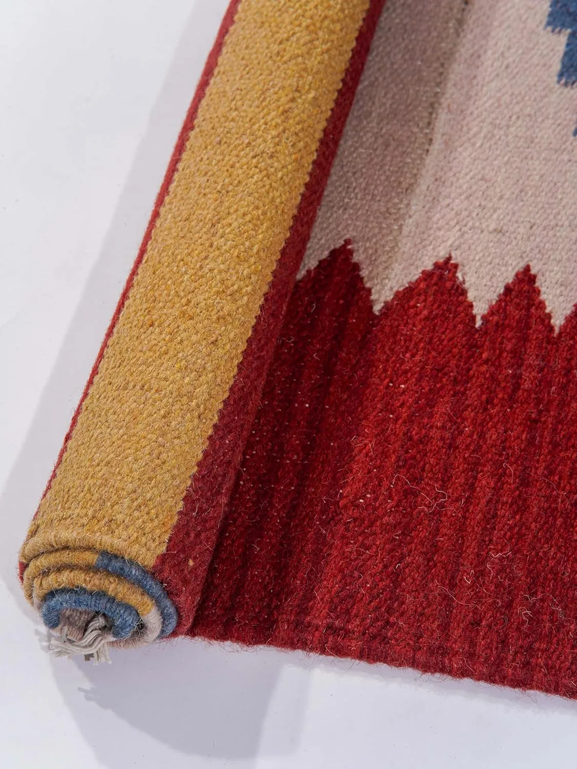 Rugsotic Carpets Hand Woven Flat Weave Kilim Wool ECO-Friendly Area Rugs - 5'x8', Rectangle Shape, Multicolor Color, Contemporary Modern Design, Low Pile Handmade Rugs for Living Room (D00124)