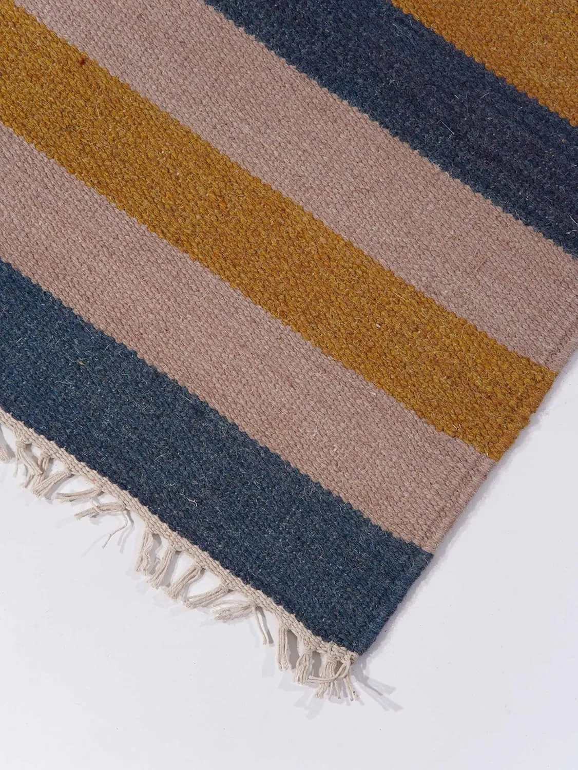 Rugsotic Carpets Hand Woven Flat Weave Kilim Wool ECO-Friendly Area Rugs - 5'x8', Rectangle Shape, Multicolor Color, Contemporary Modern Design, Low Pile Handmade Rugs for Living Room (D00124)